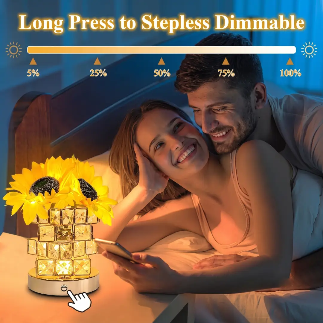 Rechargeable Sunflower Table Lamp Cordless Touch Dimmable Night Light image 3