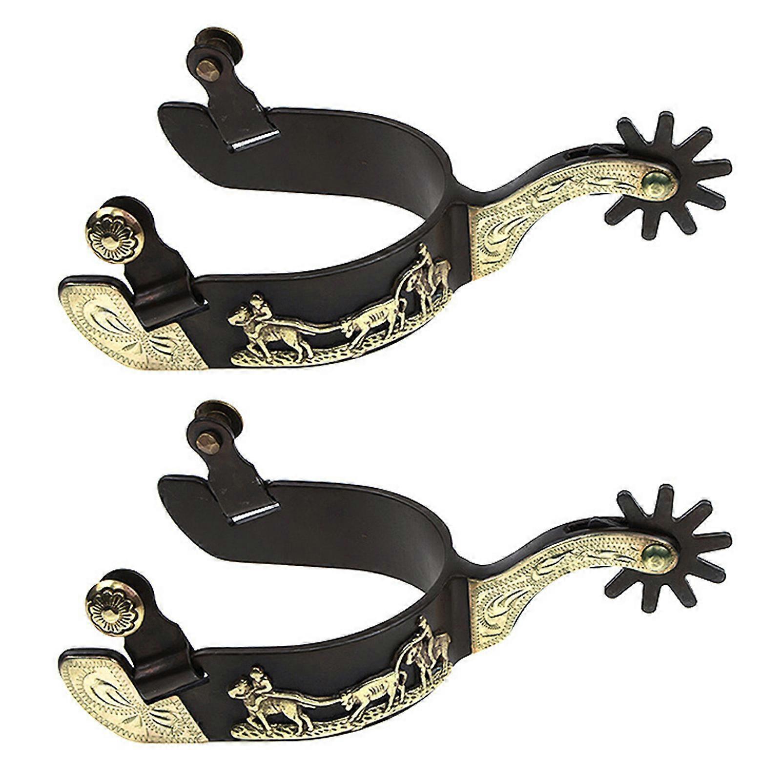 652F Mild Steel Horse Spur Western Cowboy Spur Mens Roping Spur with Gear Boot Decoration Horse Riding Accessories Enduring