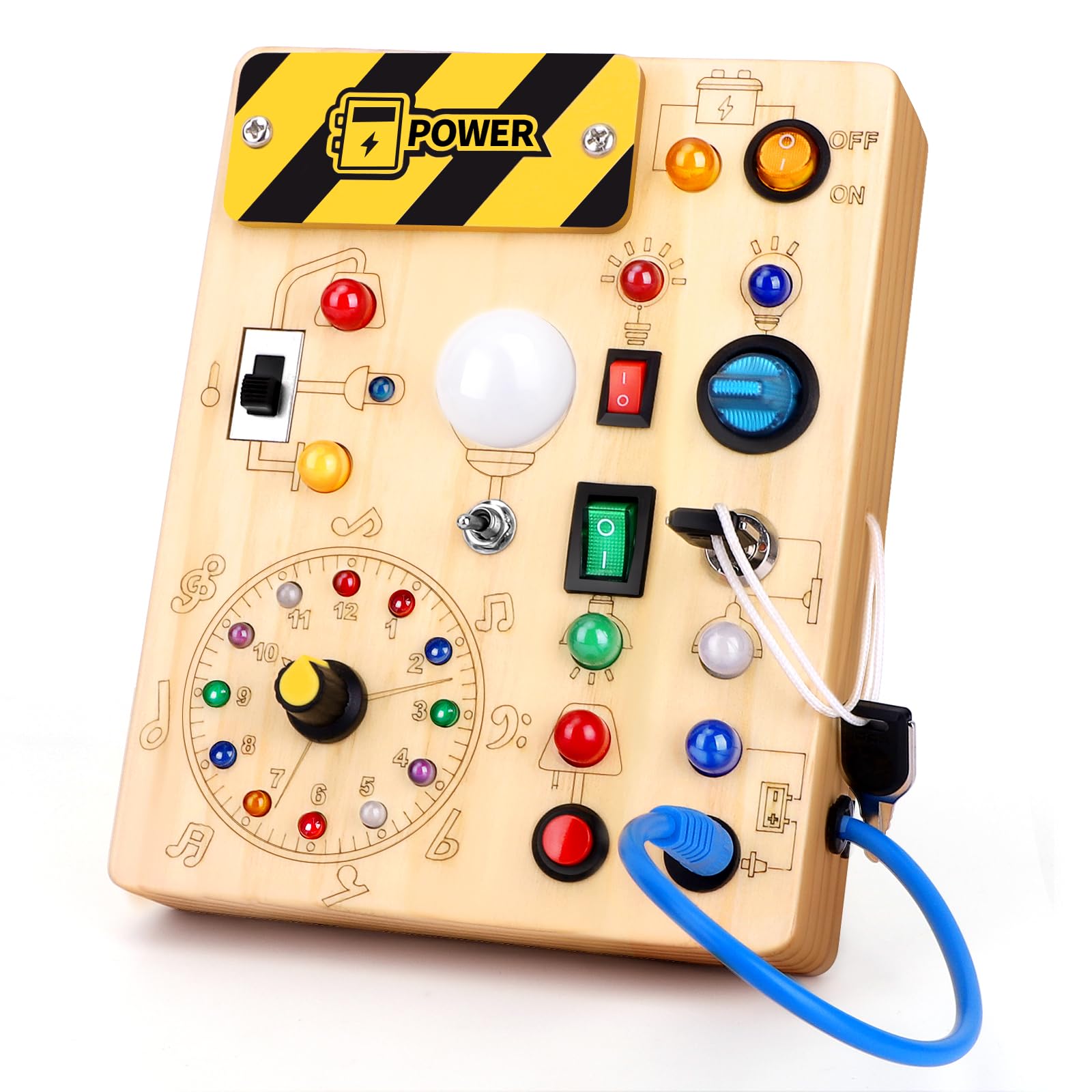 Grarain Busy Board for Toddlers - Montessori Educational Toy for 1-3 Year Old Boys & Girls | Travel-Friendly Sensory Learning Activity | Ideal for Kids with Autism(Clocks Busy Board)