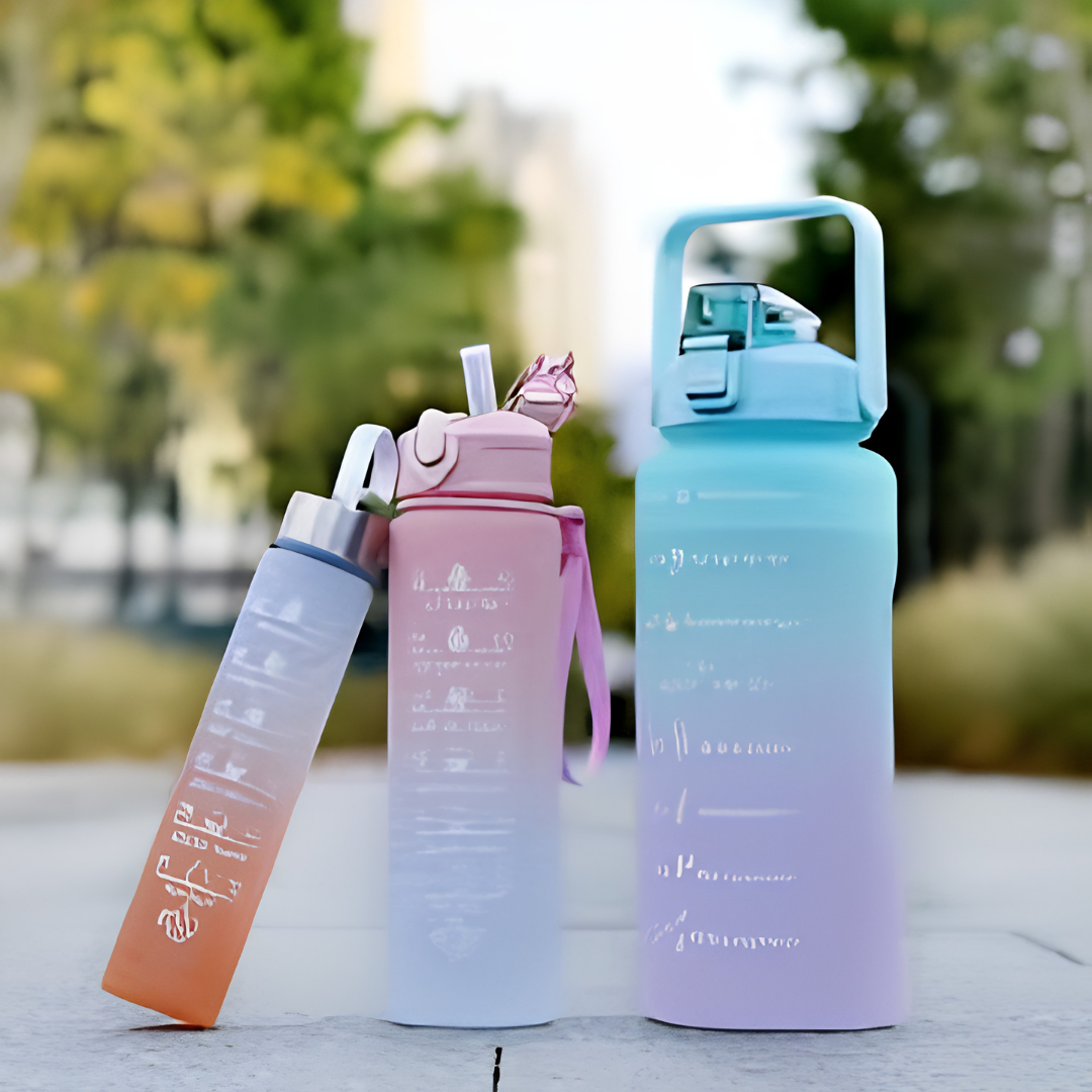 32 oz Motivational Water Bottle with Straw and Strap