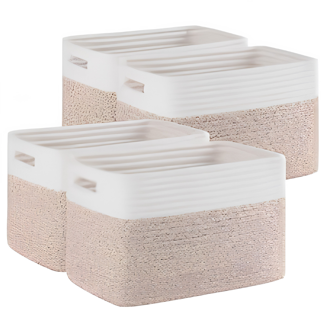 4 Pack Woven Storage Baskets for Shelves Toys and Clothes image 2