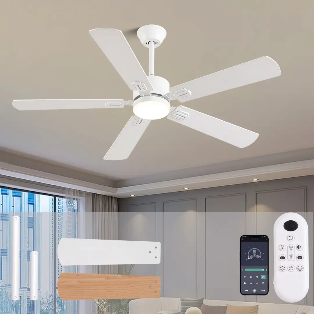 52 Inch Modern Ceiling Fan with Light and Remote Control image 1
