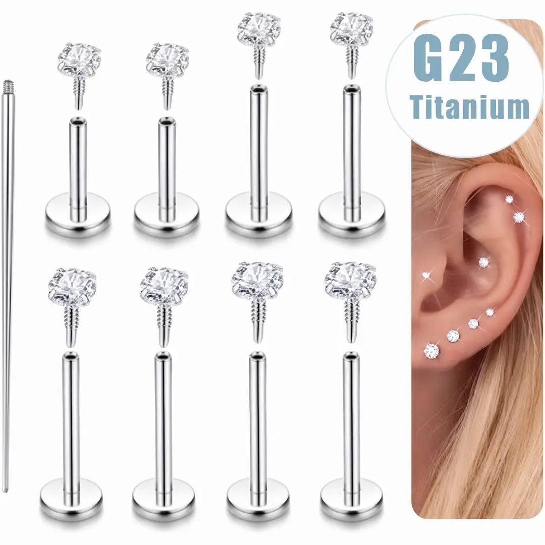 20G Flat Back Earrings Stud for Tragus Cartilage Piercing image 2