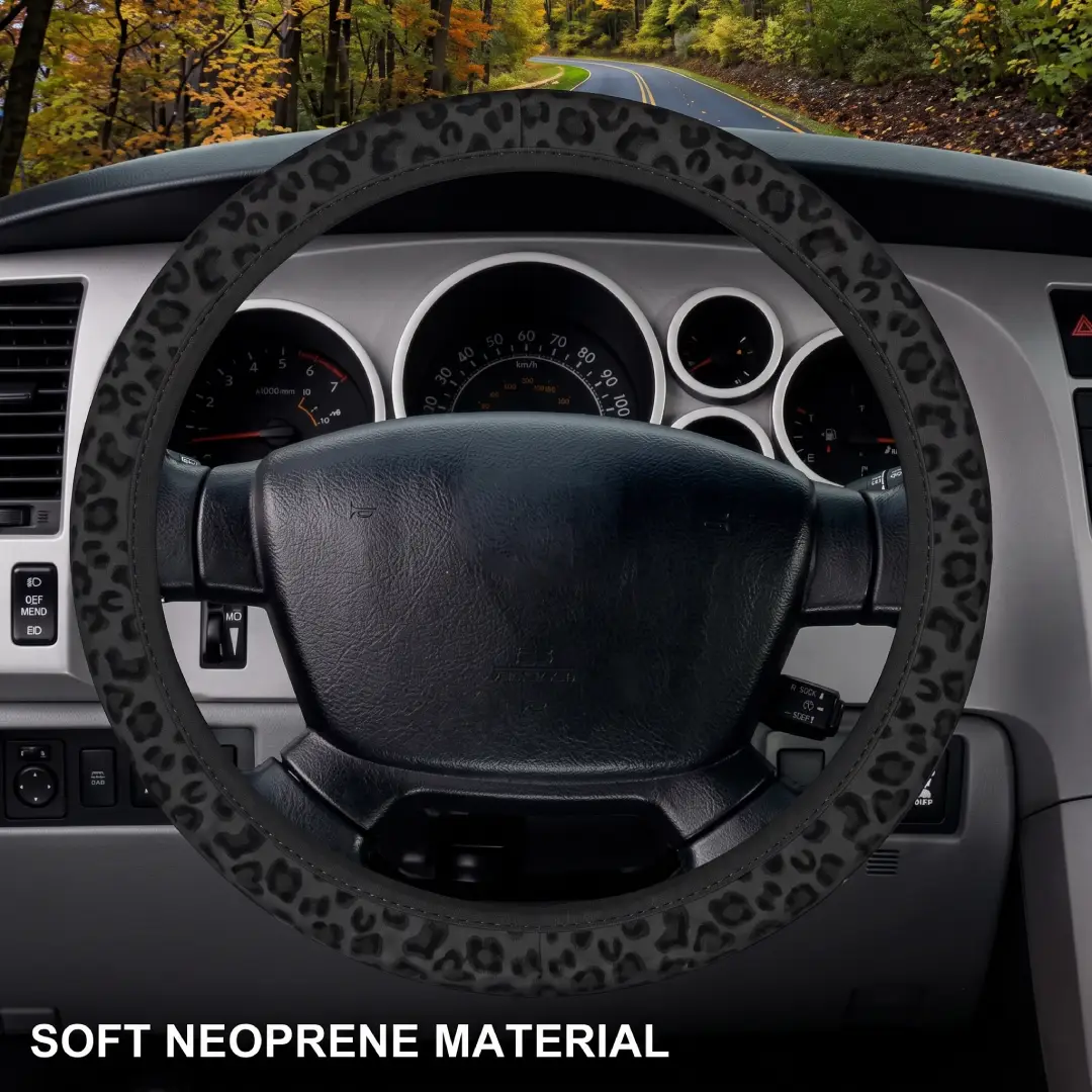 Leopard Print Steering Wheel Cover Universal 15 Inch Non-Slip Neoprene image 5