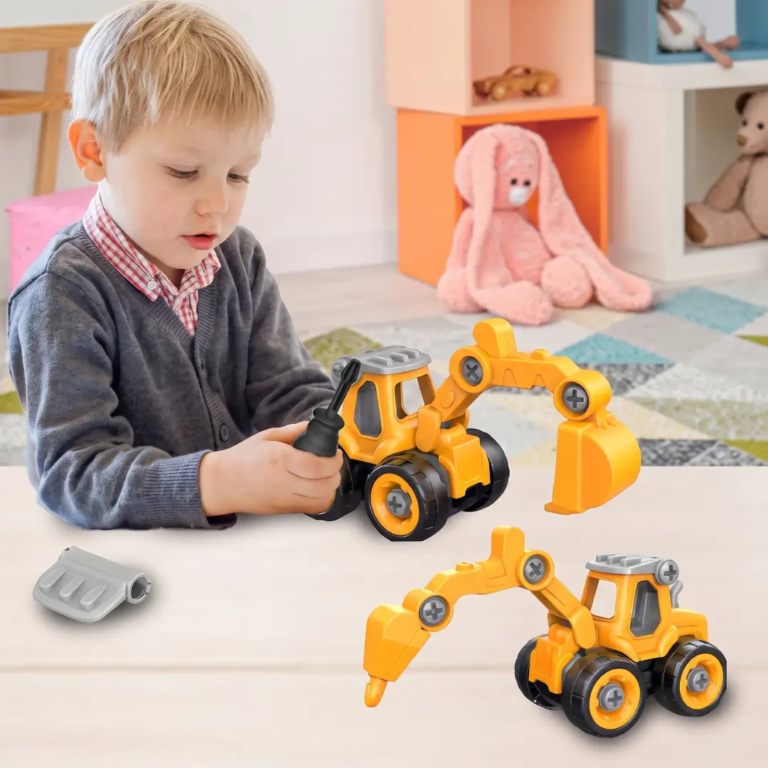 6-in-1 Take Apart Construction Truck Set with Electric Drill – STEM Building Toy for Kids image 5