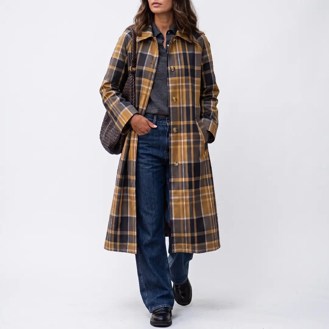 Cicy Bell Women's Plaid Trench Coat – Long Single-Breasted Fall Jacket image 8