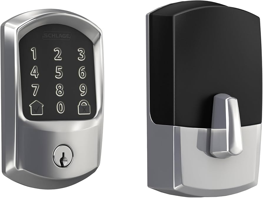Schlage Encode Smart Wi-Fi Deadbolt Lock with Touchscreen Keypad, Keyless Front Door Entry, App Control, Alexa, Google Home and Airbnb Compatible, Satin Nickel, BE489WB CAM 619