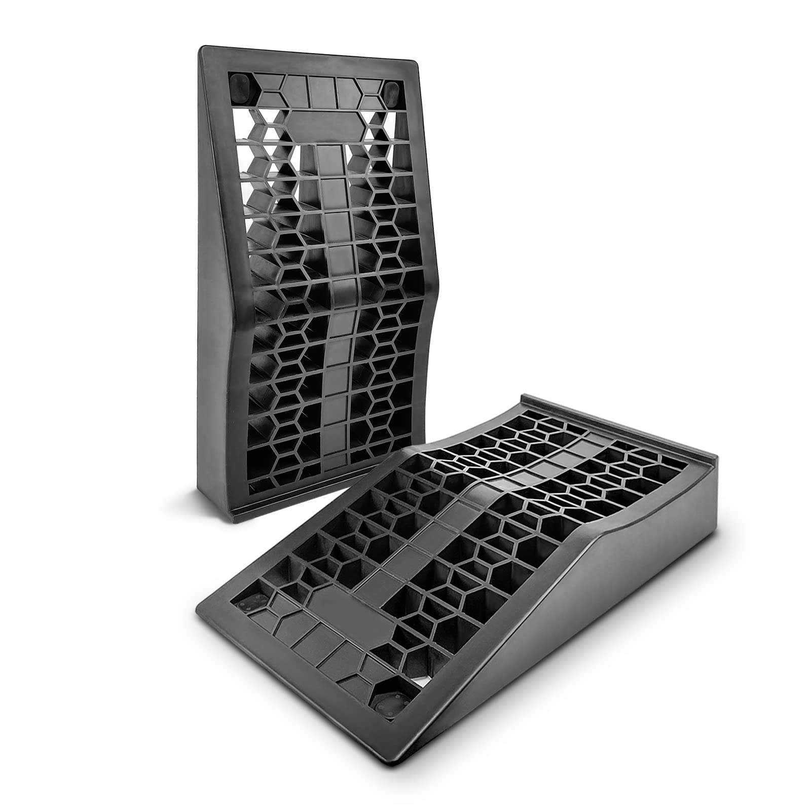 ROBLOCK Car Ramps for Lift and Vehicle Maintenance, Portable Low Profile Car Ramps for Garage, Heavy Duty Tire Ramps for Low Chassis Cars and Support Jack, 17.5''x10''x3.14'', 2 PCS