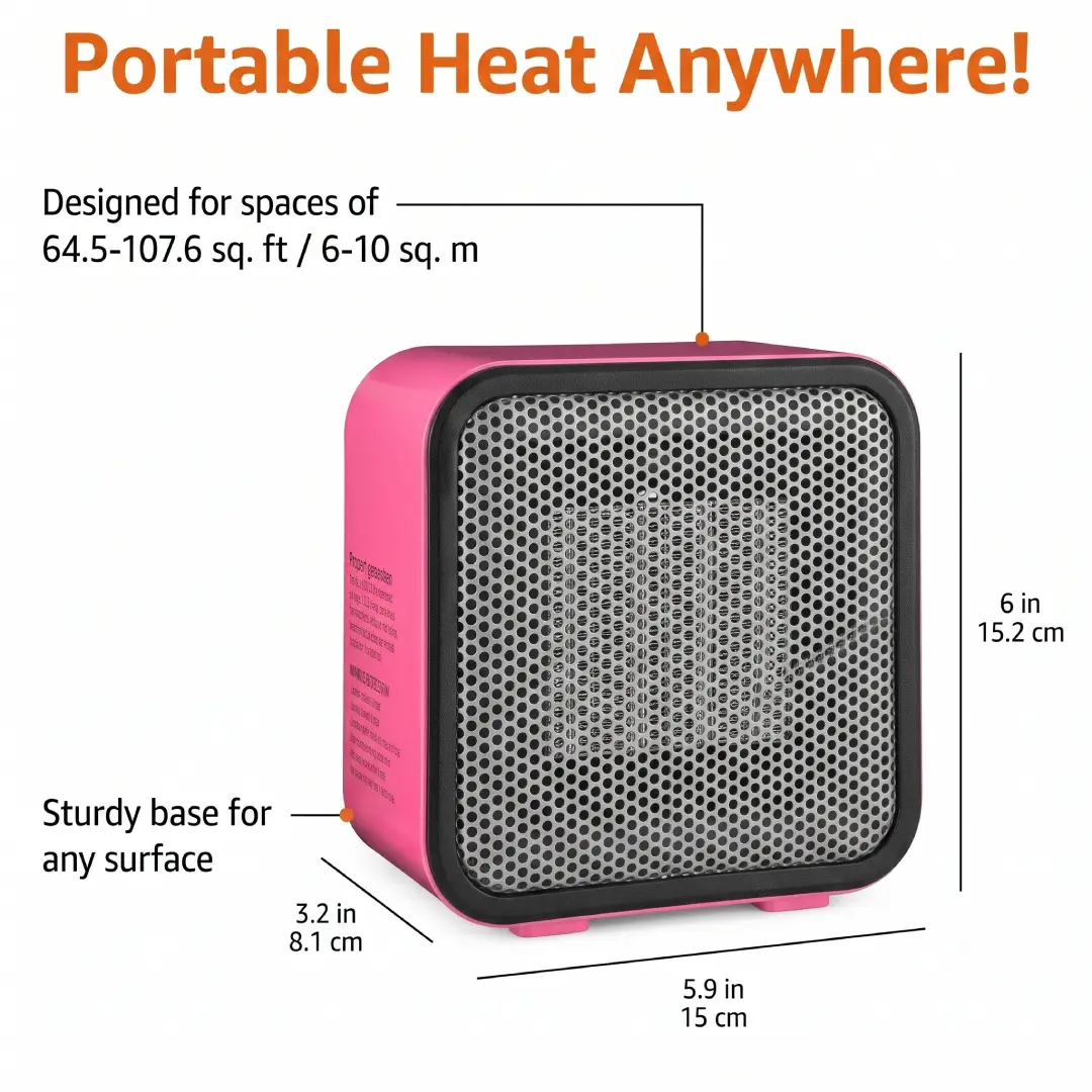 Amazon Basics Mini Ceramic Space Heater 500W White Desk Heater image 2