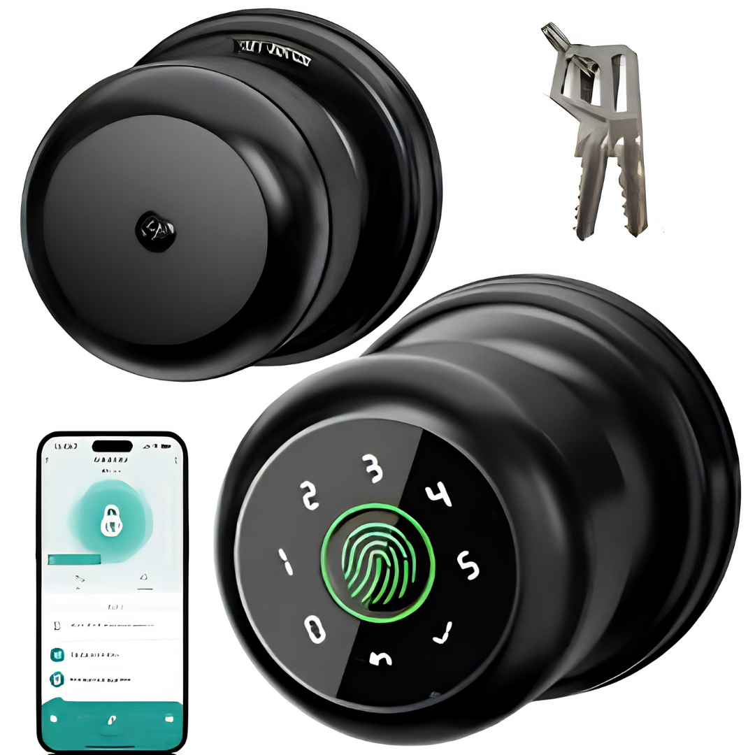 4-in-1 Smart Fingerprint Door Knob Lock with Keypad Code image 3