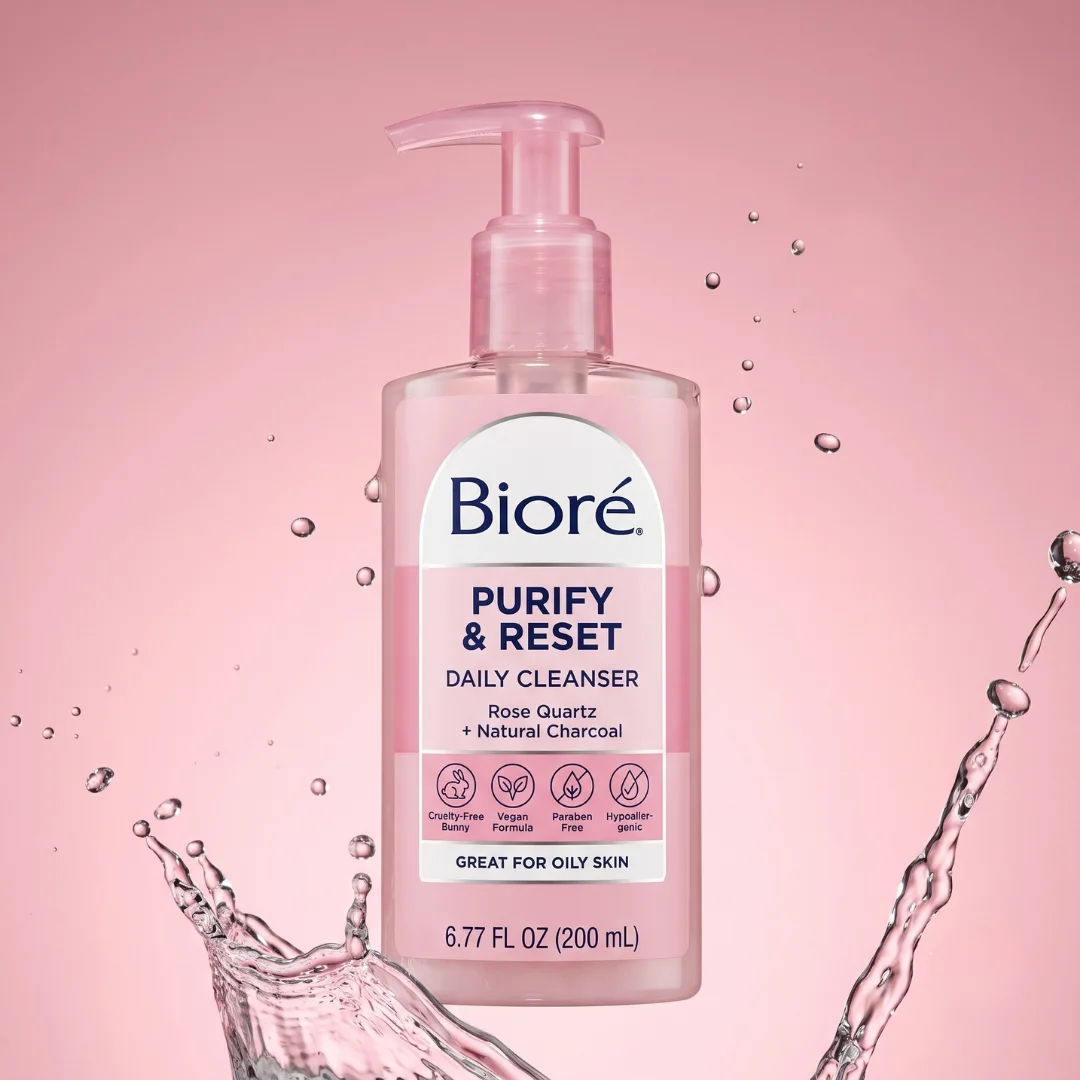 Bioré Rose Quartz + Charcoal Oil Free Daily Purifying Cleanser 6.77 oz