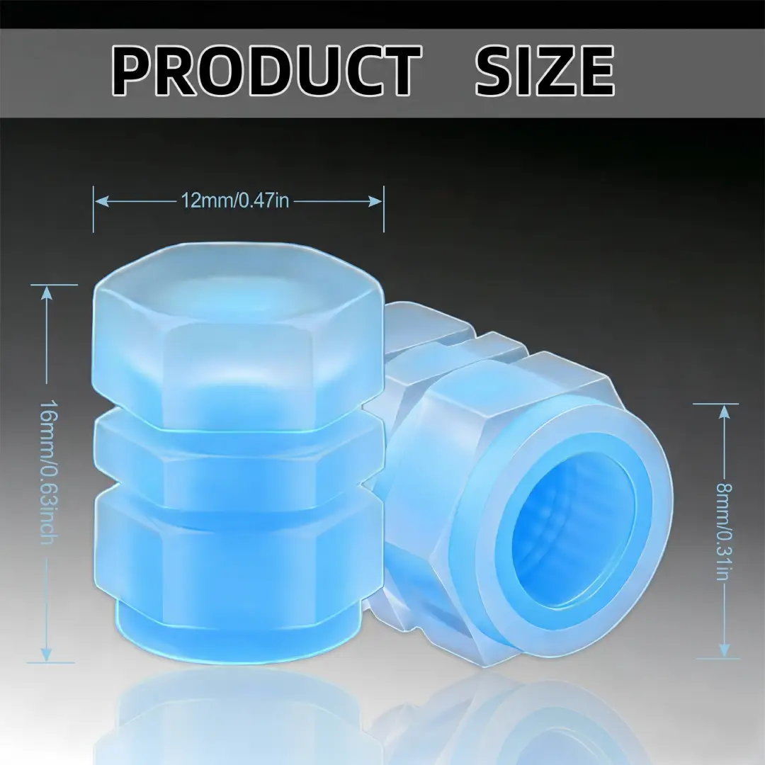 Glow in the Dark Tire Valve Caps Blue Universal 20 Pcs image 4