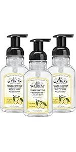 J.R. Watkins Foaming Hand Soap with Pump Dispenser, Moisturizing Foam Hand Wash, Alcohol-Free, Cruelty-Free, Citron, 9 fl oz, 3 Pack