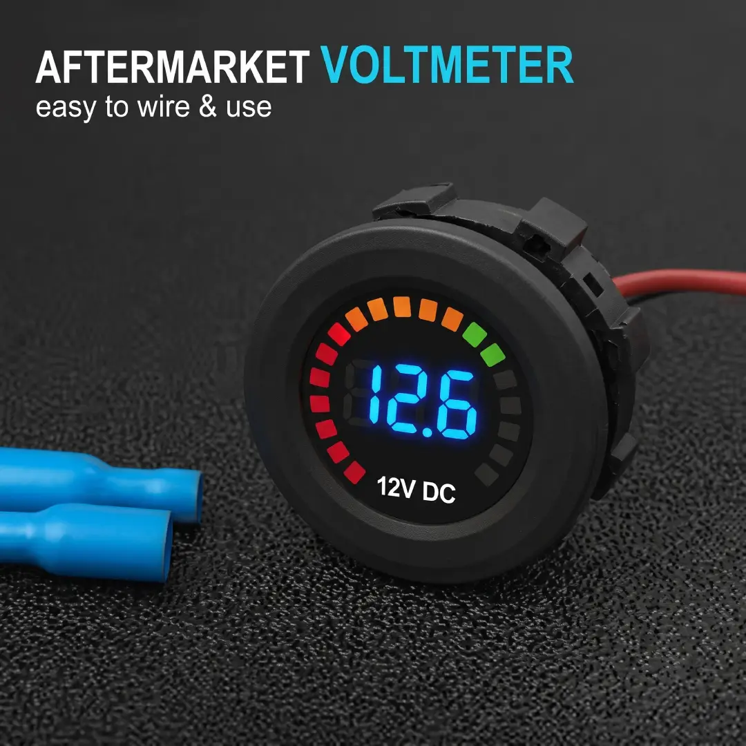 12V Car Digital Voltmeter Gauge Blue LED Display image 1