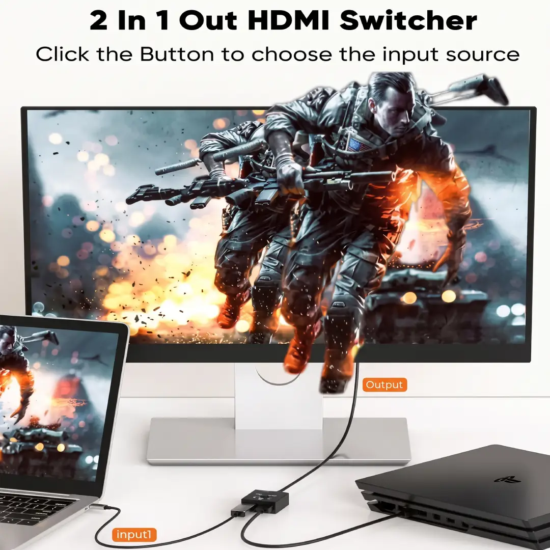 4K Bi-Directional HDMI 2.0 Switch Splitter 1x2/2x1 Adapter for PS4, TV & More image 2