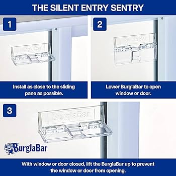 Burglabar 2 Pack Additional Security for Sliding Patio Doors,Sliding Glass Windows. and can be Used Child Safety.