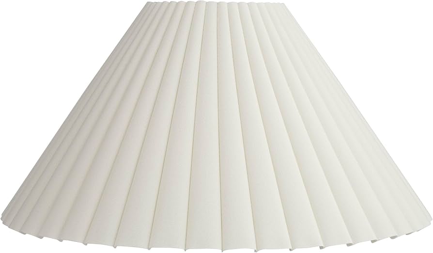 Lamp Shade 6.75" Top x 20.75" Bottom x 10.5" High x 12.5" Slant, 6" Diameter Inside Top x 19.25" Inside Bottom, Large Round Antique White Empire Fabric Box Pleat Spider Harp Finial - Springcrest