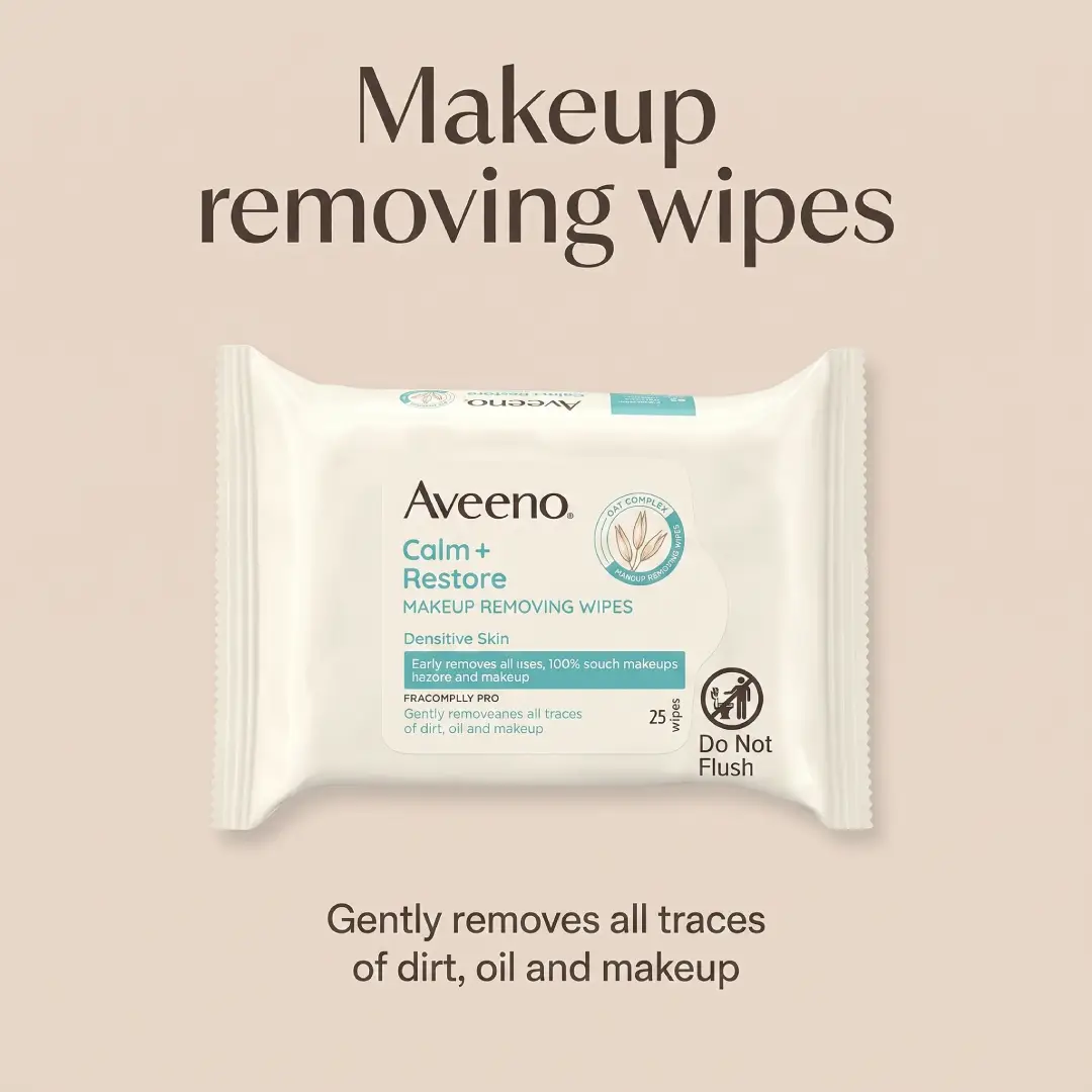 Aveeno Calm + Restore Unscented Makeup Remover Wipes 25 ct image 2