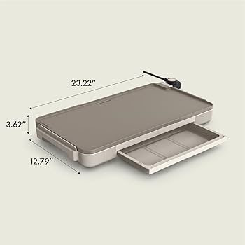 bella 12" x 22" Electric Griddle with EverGood™ Ceramic Nonstick Coating, Removable Temperature Probe, Dishwasher-Safe Drip Tray & Cool Touch Handles, Cook up to 15 Eggs, 1500 Watt, Oatmilk