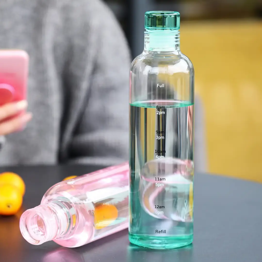 500ml Transparent Sports Water Bottle with Time Marker image 2