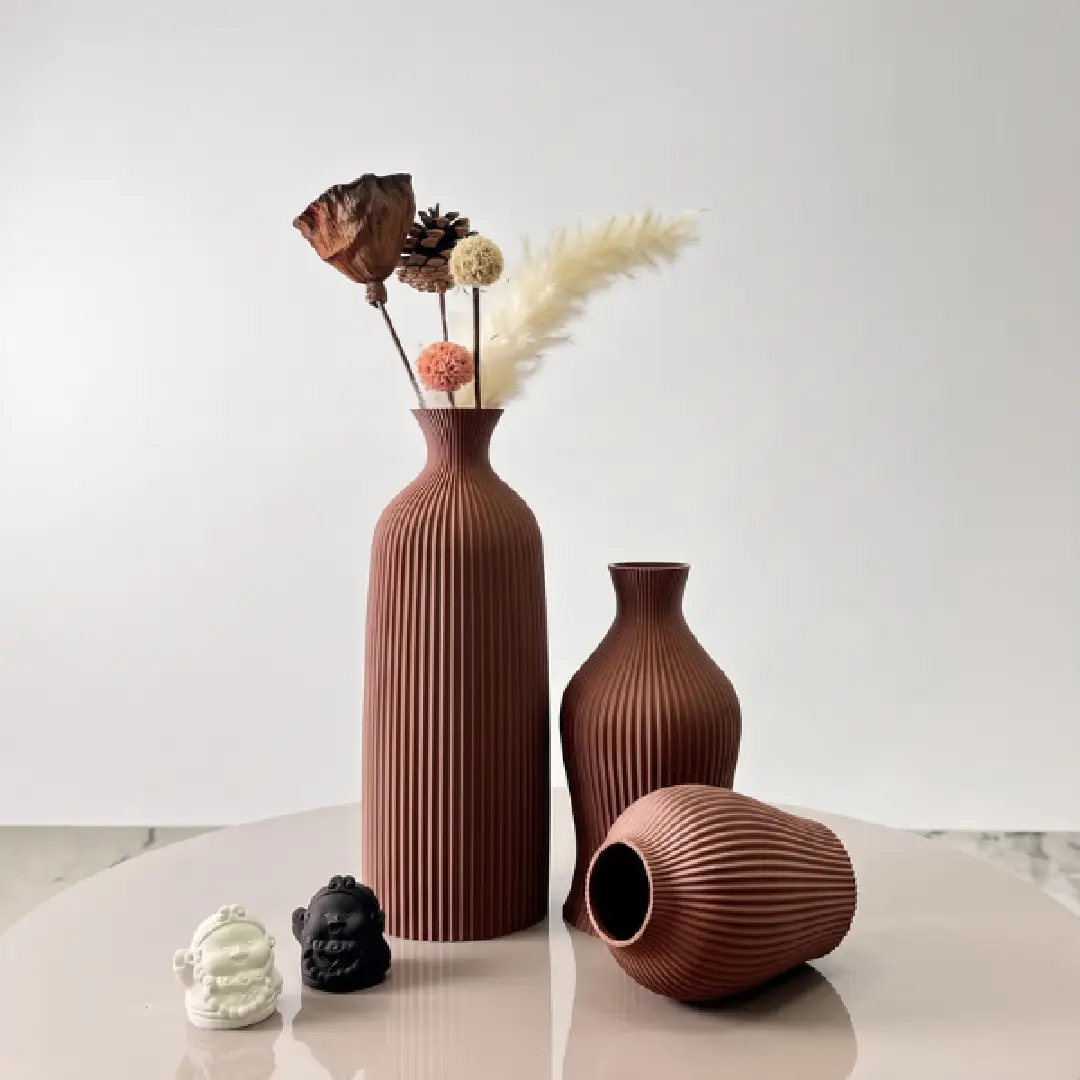 3-Piece Artistic Decorative Vase Set, Elegant Dry Flower Ornaments for Home, Office & Holiday Decor image 3