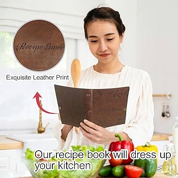 Blank Recipe Book To Write In Your Own Recipes, Leather Recipe Notebook, Recipe Journal Hold 150 Recipes(Long Recipes & Short Recipes) (Brown)
