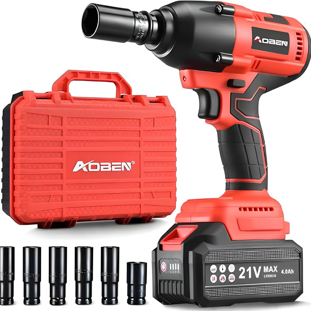 AOBEN Cordless Impact Wrench 1/2 Inch 600Nm Power Impact Gun Kit