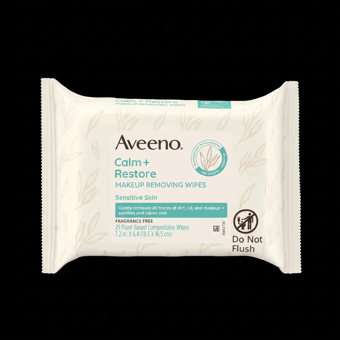 Aveeno Calm + Restore Unscented Makeup Remover Wipes 25 ct