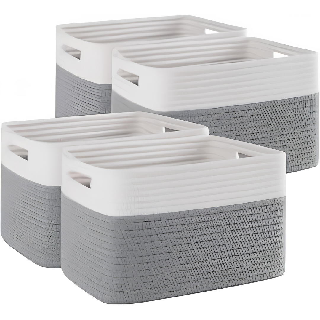 4 Pack Woven Storage Baskets for Shelves Toys and Clothes image 3
