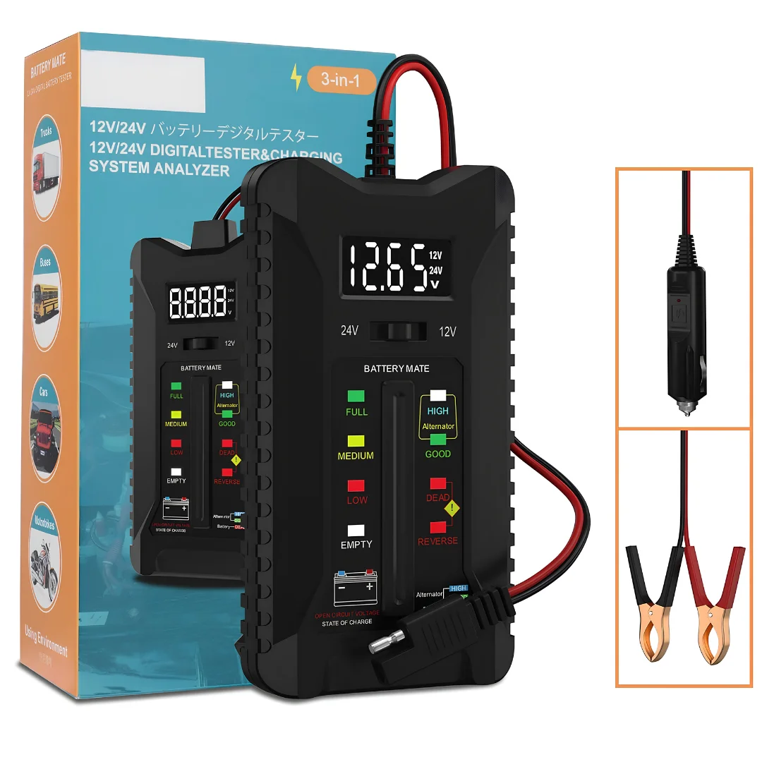 12V Car Battery and Alternator Tester with LCD Display image 3