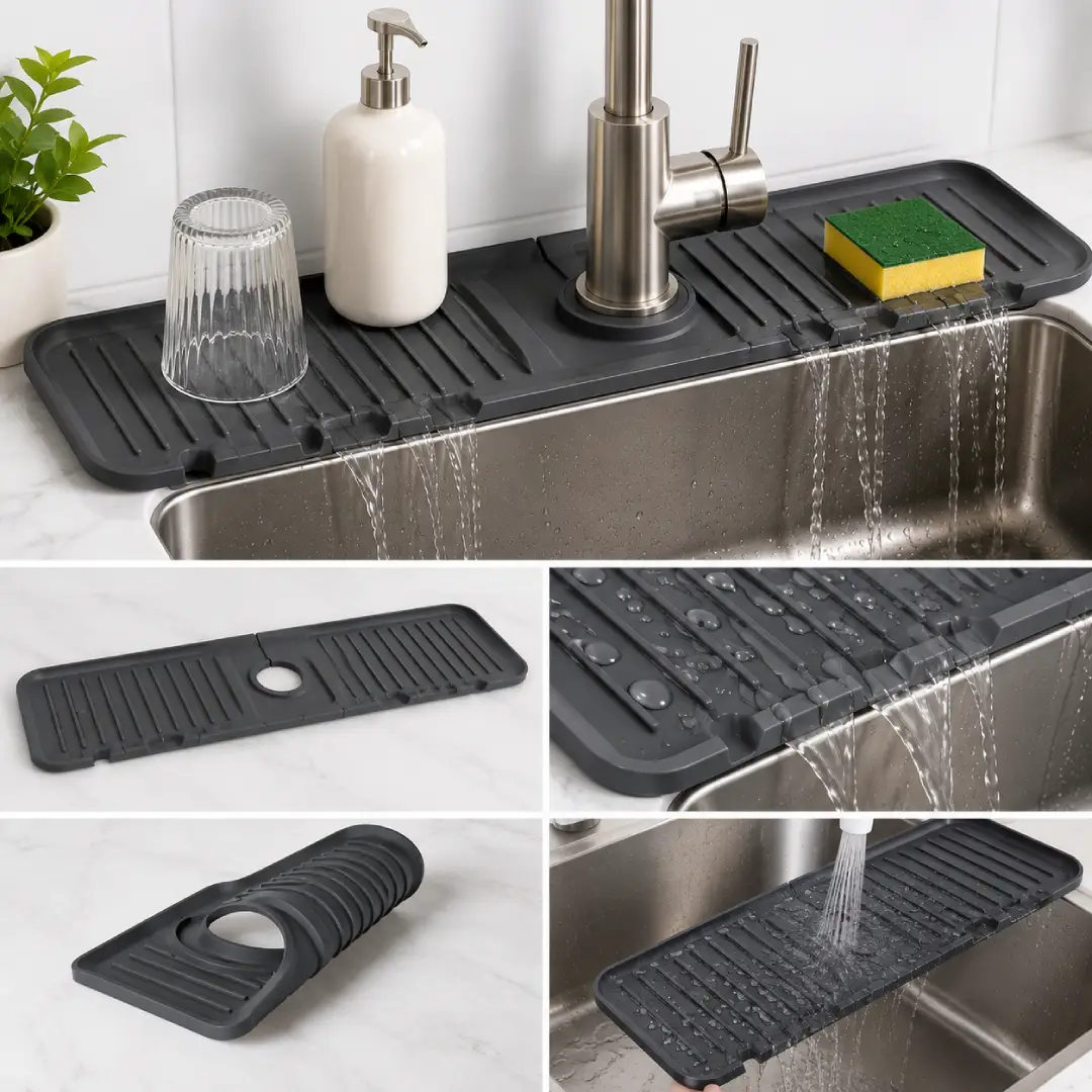 24 Inch Silicone Kitchen Faucet Mat Self Draining Splash Guard image 5