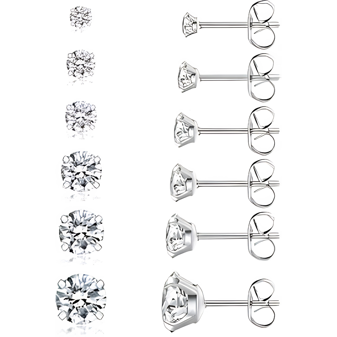 6 Pairs Hypoallergenic Cubic Zirconia Stud Earrings Set image 2