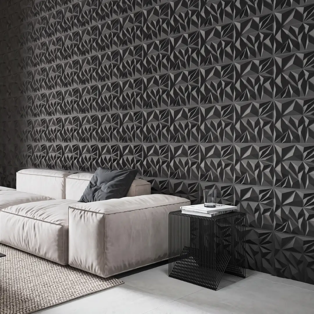 33 Pack Black 3D PVC Diamond Wall Panels 12x12 image 3
