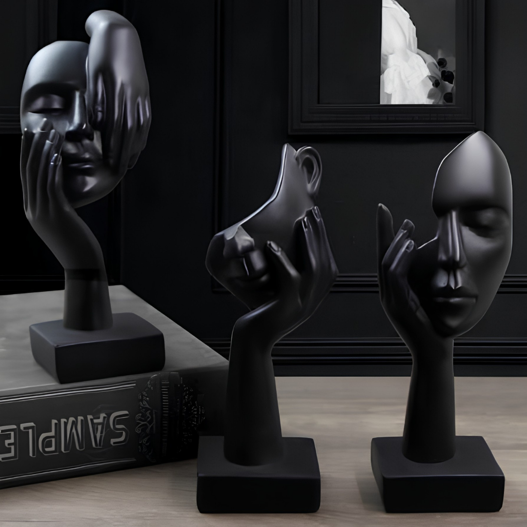 3 Pcs Thinker Statue Abstract Resin Figurines for Home Office Decor