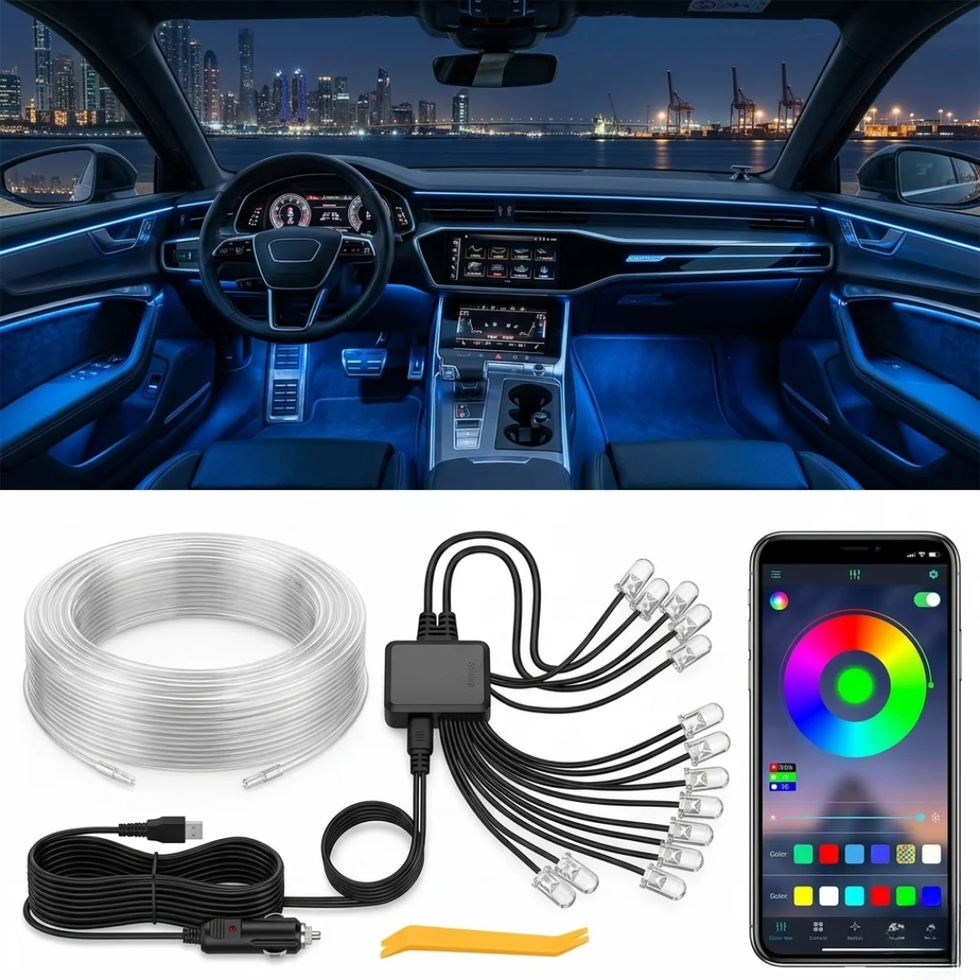 Car Interior LED Strip Lights 12V Ambient Lighting with App and Remote image 3