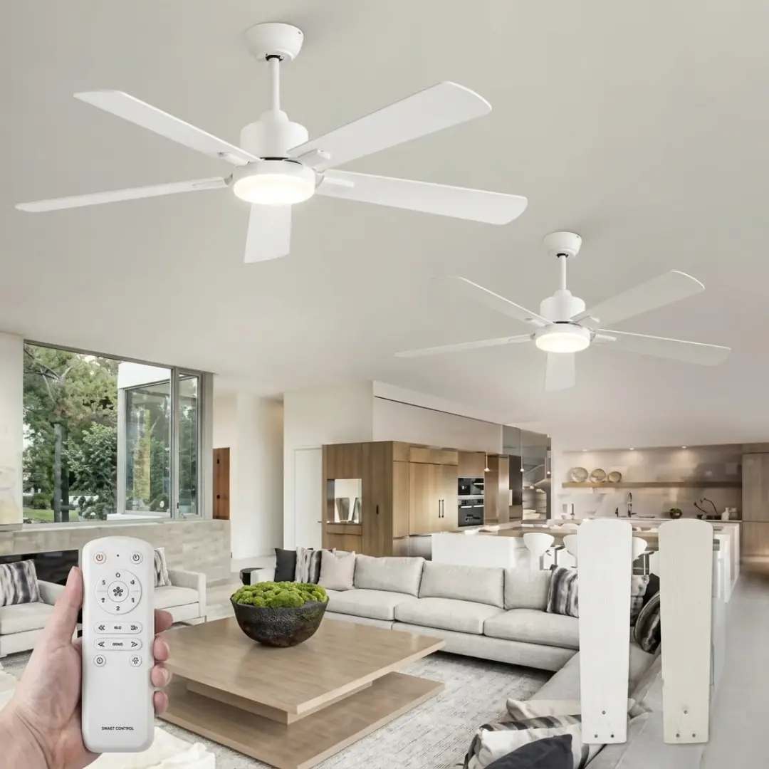 52 Inch Modern Ceiling Fan with Light and Remote Control image 2