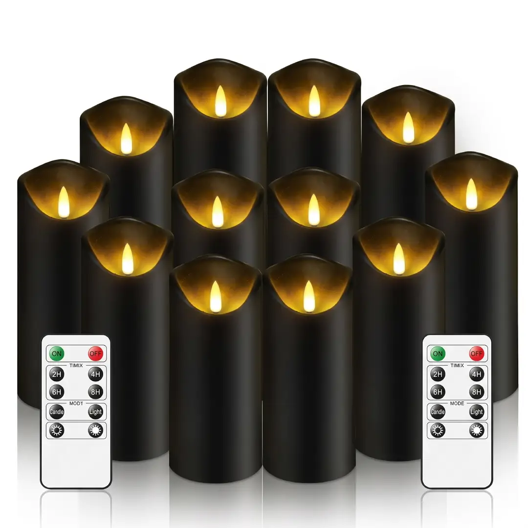 9-Piece Black Flameless LED Candles with Remote & Timer image 11