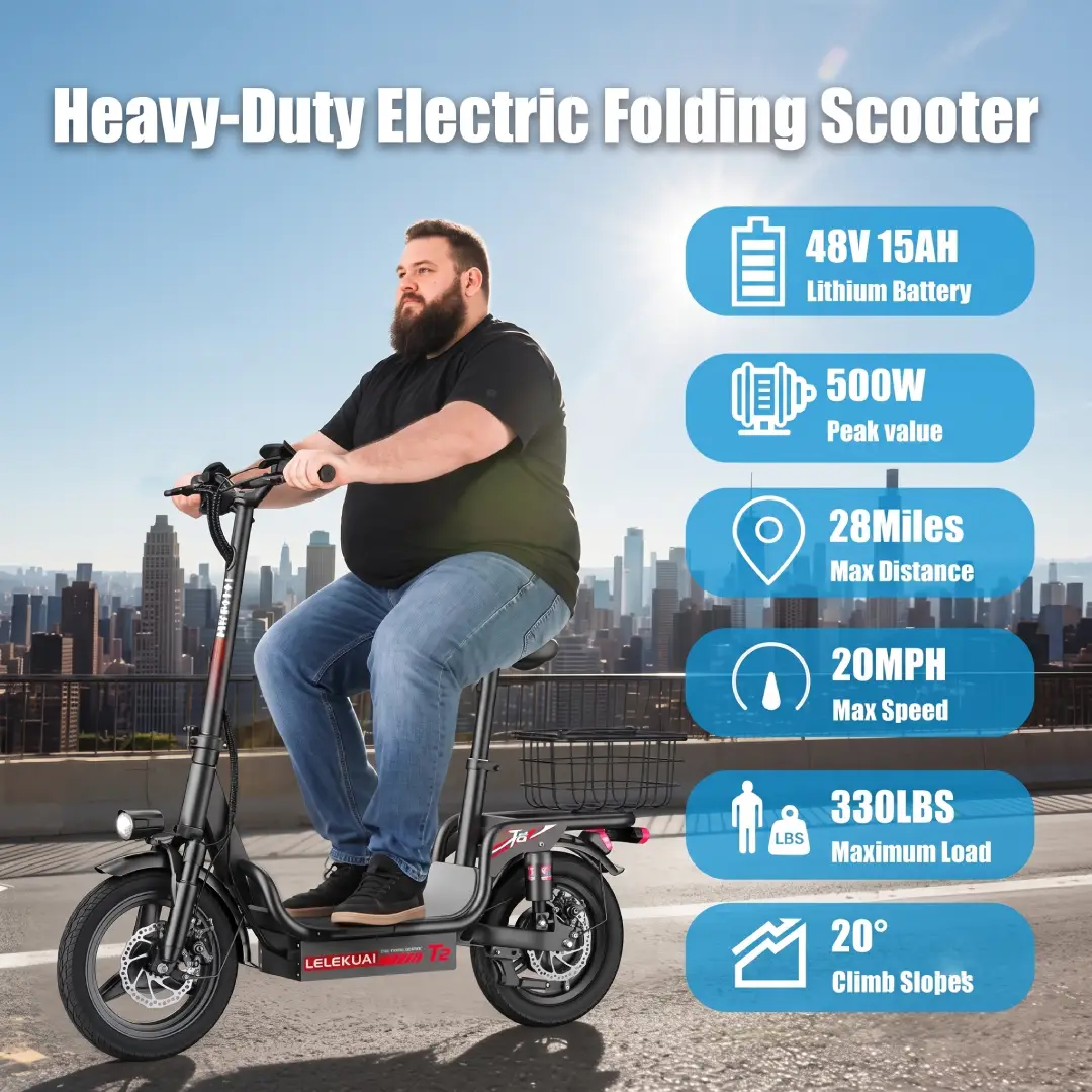 500W Electric Scooter for Adults with Seat and Foldable Design image 2