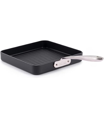 All-Clad HA1 Expert Hard Anodized Nonstick Griddle Pan For Stovetop 11x11 Inch Square Pan, Oven-Safe Up to 500°F, Professional Cookware, Dishwasher-Friendly, Pancake Pan, Cookware, Black