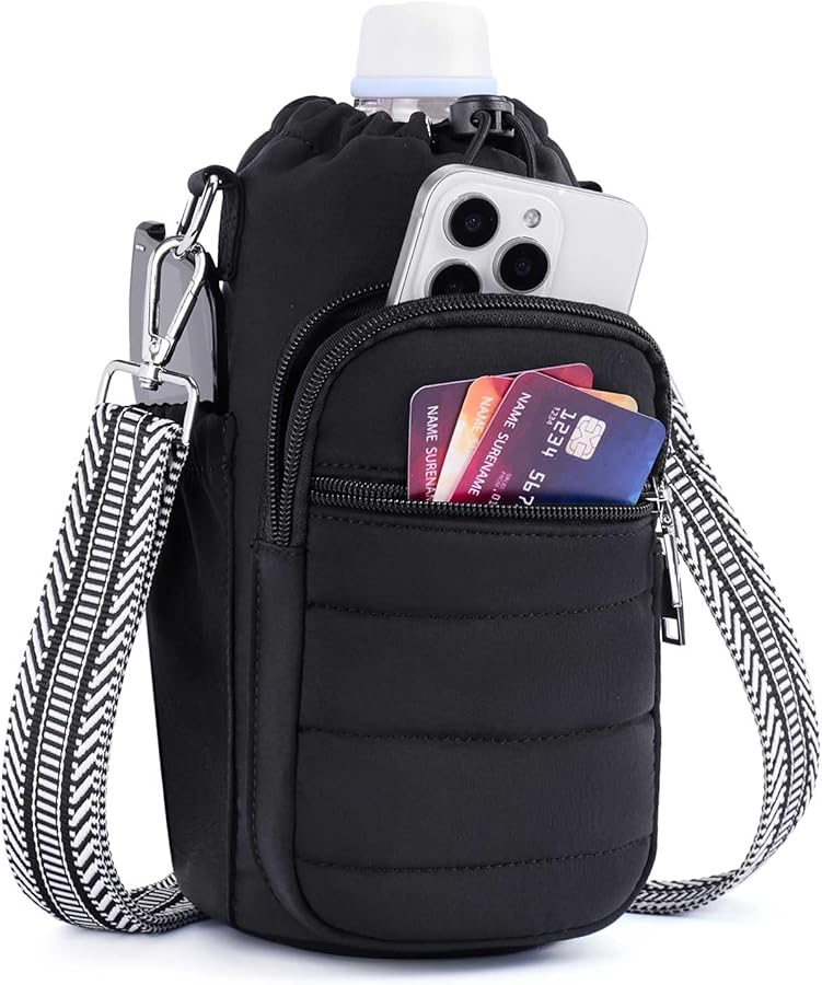 Water Bottle Bag 40 oz Crossbody Holder for Walking Hiking Insulated Carrier Purse with Adjustable Strap