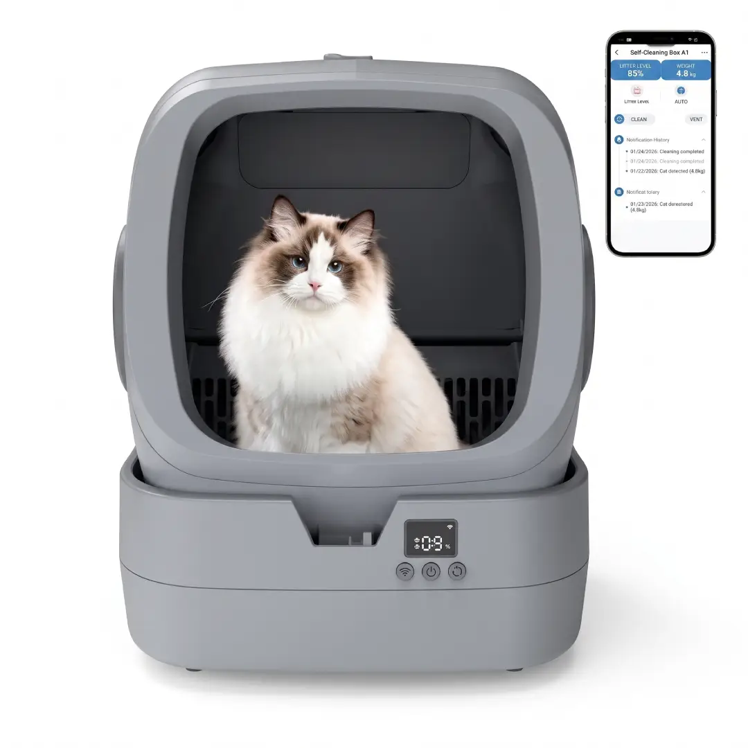 Automatic Self-Cleaning Cat Litter Box with App Control – Smart Litter Box with Weight Monitoring & Anti-Pinch Safety