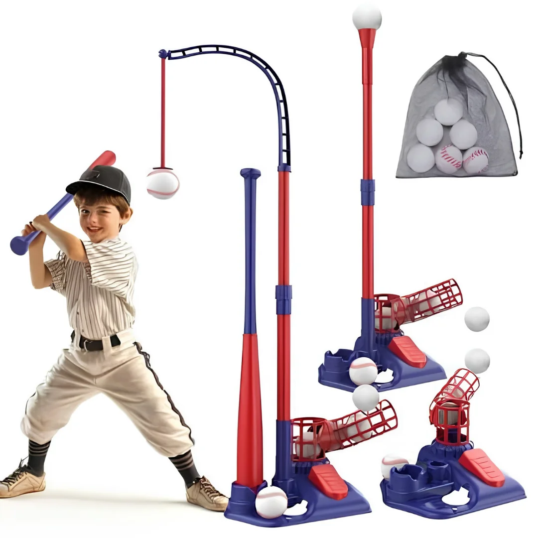 3-in-1 T Ball Set with Adjustable Height and Pitching Machine image 4
