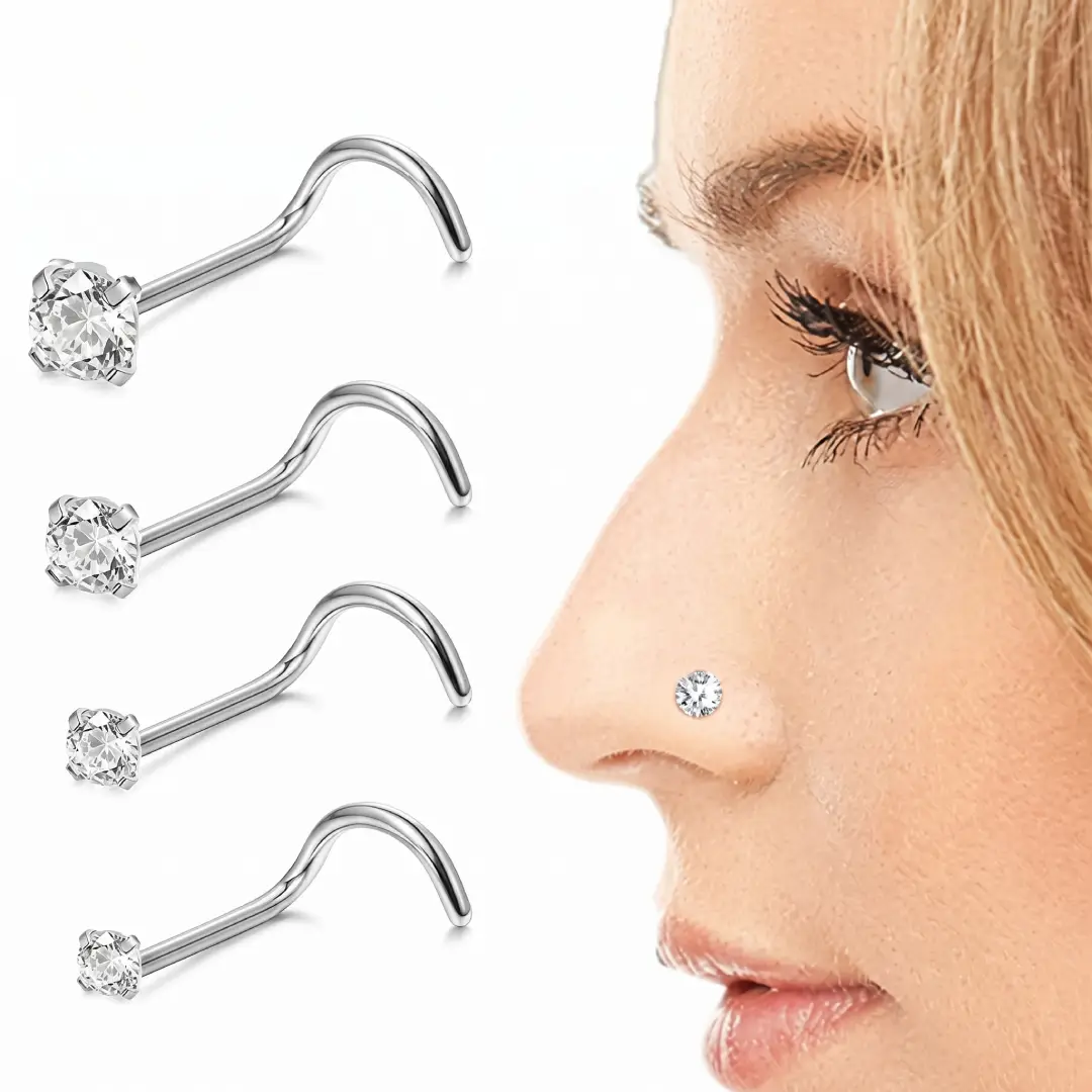 8 Pcs Hypoallergenic Nose Rings and Studs Set image 1