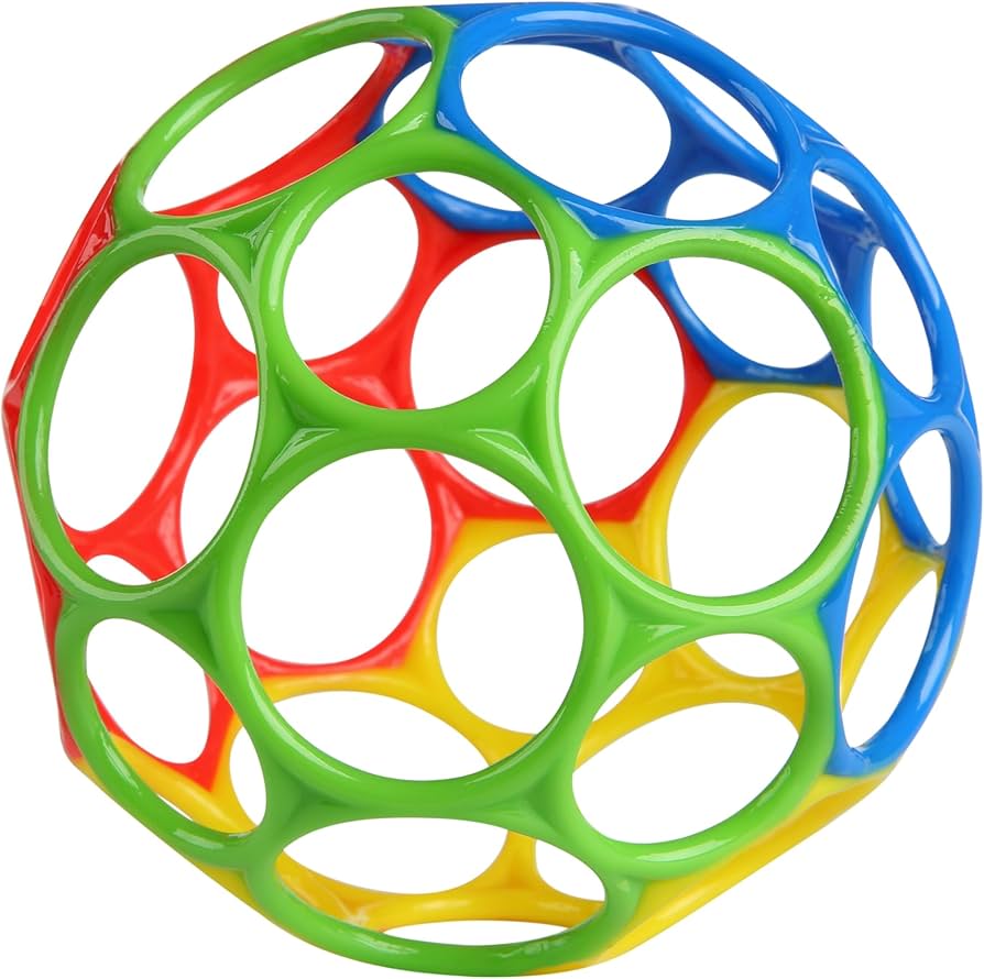 Bright Starts Oball Easy Grasp Classic Ball BPA-Free Infant Toy in Red, Yellow, Green, Blue, Age Newborn and up, 4 Inches