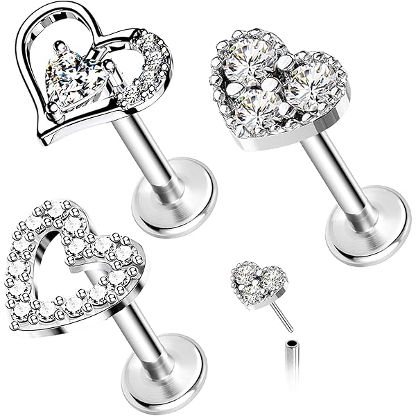 2~4PCS 16G 316L Pushin Lip Rings Butterfly and Bee Nose Stud Rings Top Push in Threadless Surgical Steel Flat Back Nose Rings Studs for Womens