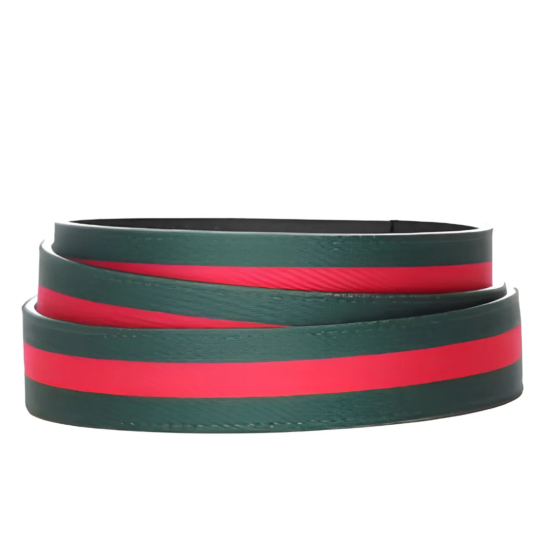 Men’s Casual Fashion Belt with Red Green Fabric Design image 1