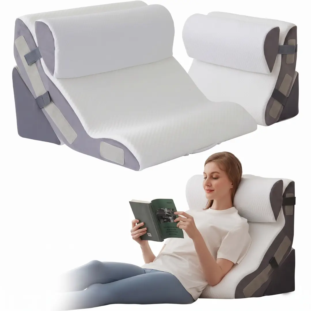 3 Piece Foam Wedge Pillow Set for Bed Sitting and Recovery image 3