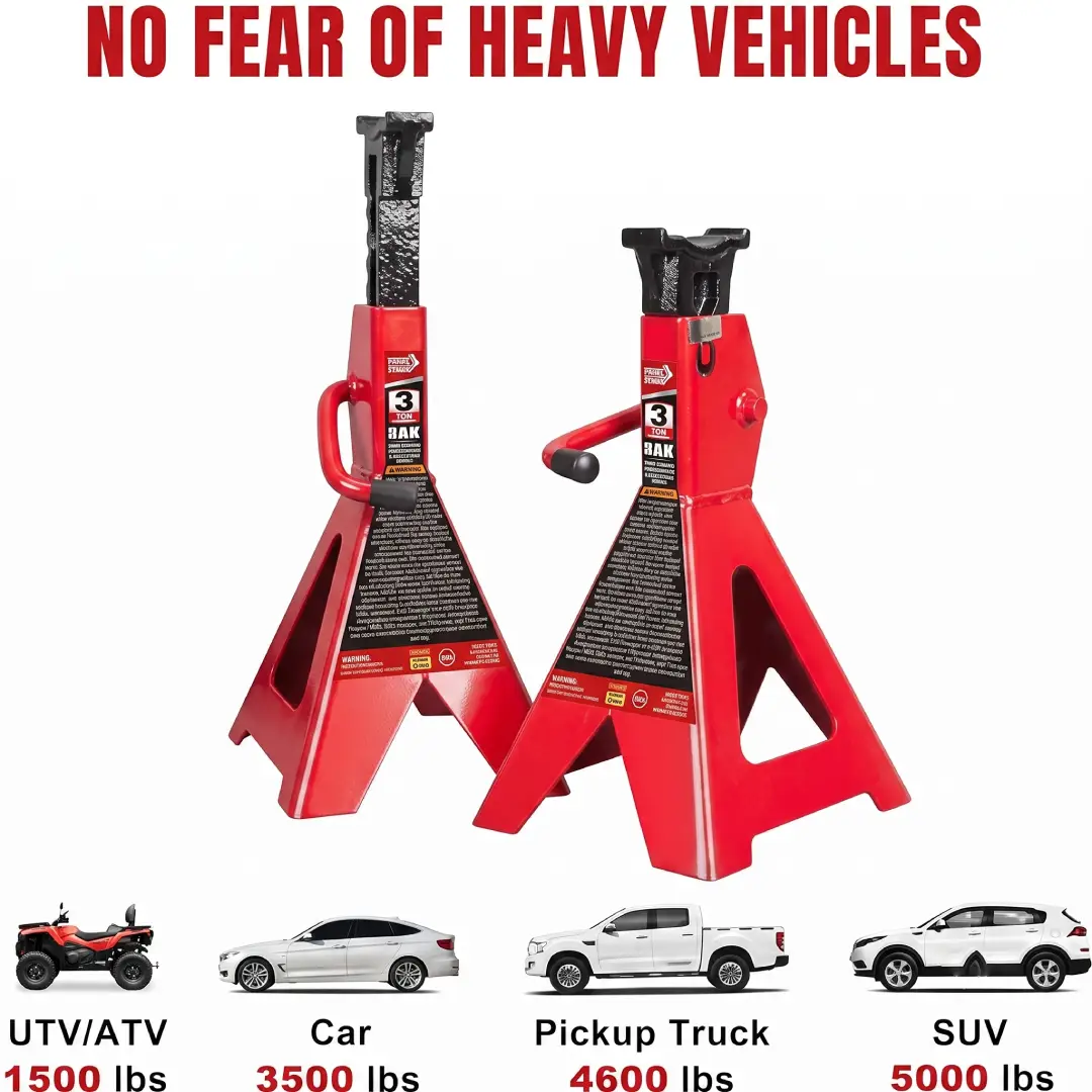BIG RED 3 Ton Steel Jack Stands Pair 6000 lb Car Lifting Stands image 2