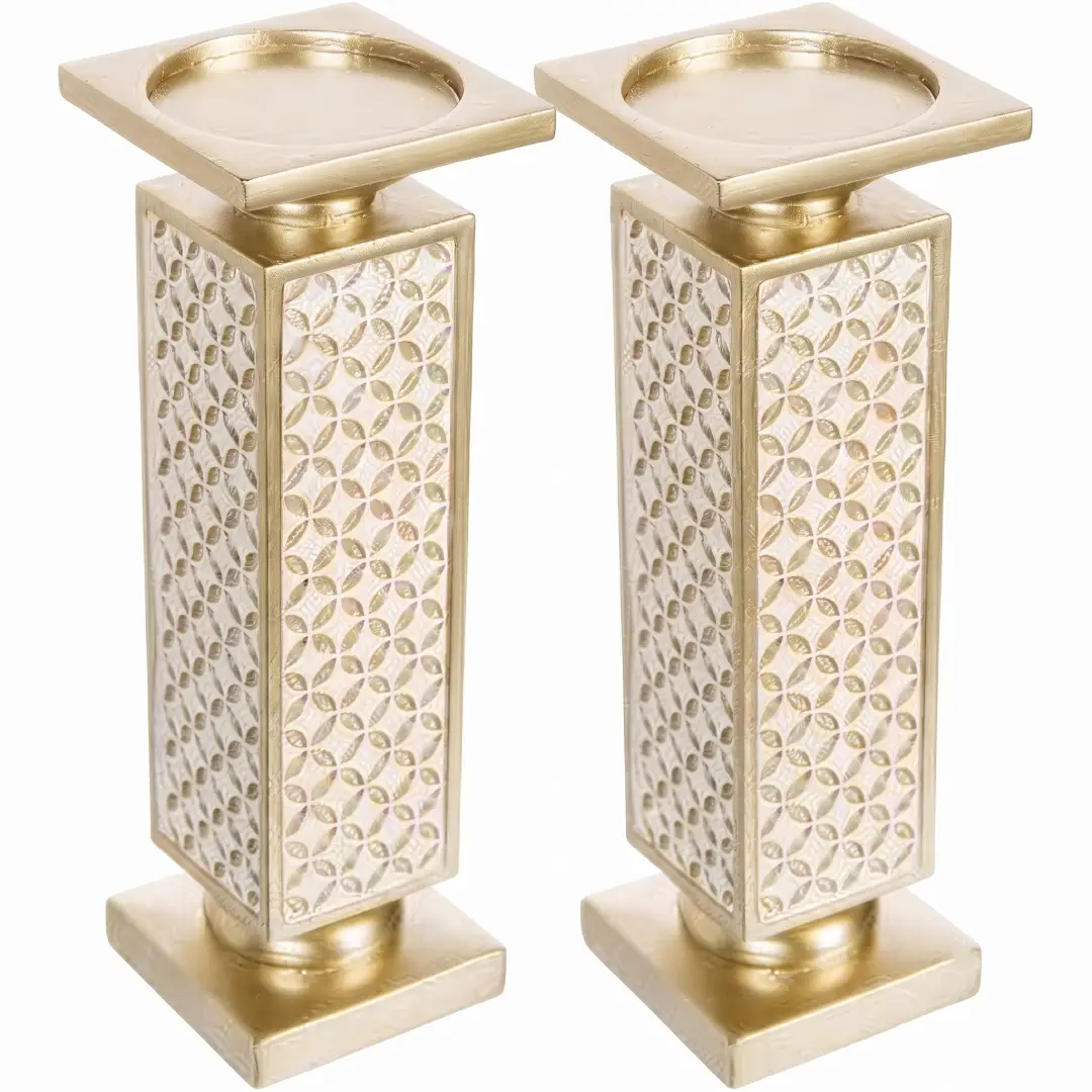 Schonwerk Diamond Lattice Pillar Candle Holders Set of 2 image 1
