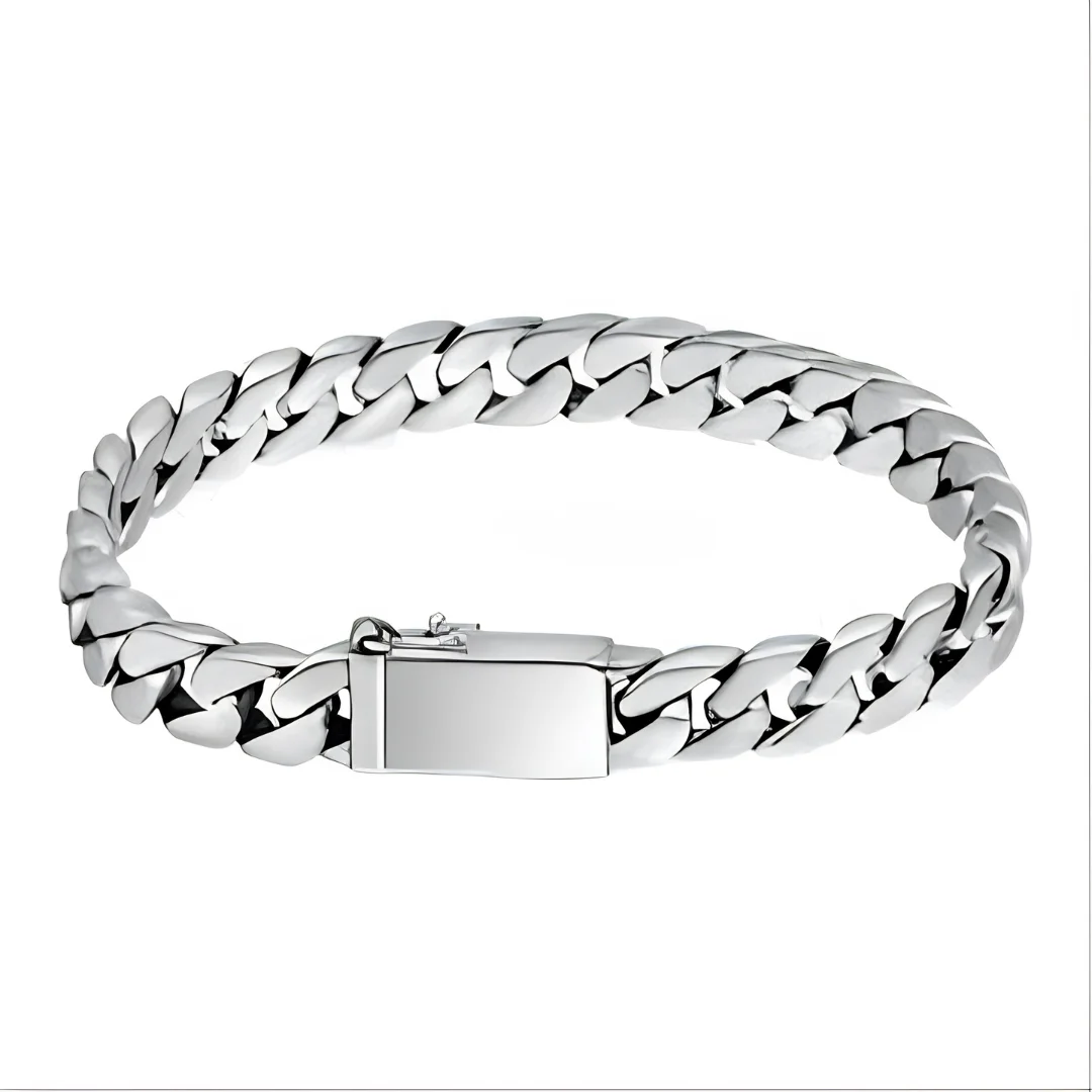 S925 Sterling Silver Bracelet 8mm Punk Jewelry for Men Women image 3